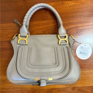 NWT Chloe Small Double Marcie Satchel Cashmere Grey